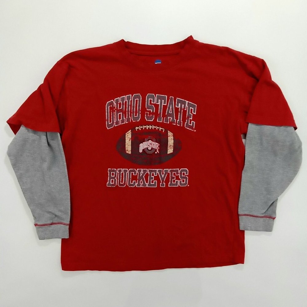 NCAA Ohio State Buckeyes Men's Thermal T Shirt Size XL Red Gray